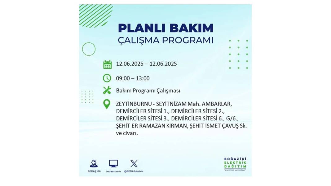 BÜYÜK KESİNTİ YAŞANACAK: BEDAŞ 12 Haziran Perşembe elektrik kesintisi yaşayacak ilçeleri sıraladı. Elektrikler ne zaman gelecek? 2