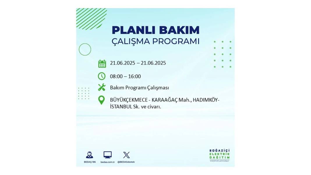 O İLÇELERDE ELEKTRİK OLMAYACAK: BEDAŞ 21 Haziran elektrik kesintisi yaşayacak ilçeleri sıraladı. Elektrikler ne zaman gelecek? 7