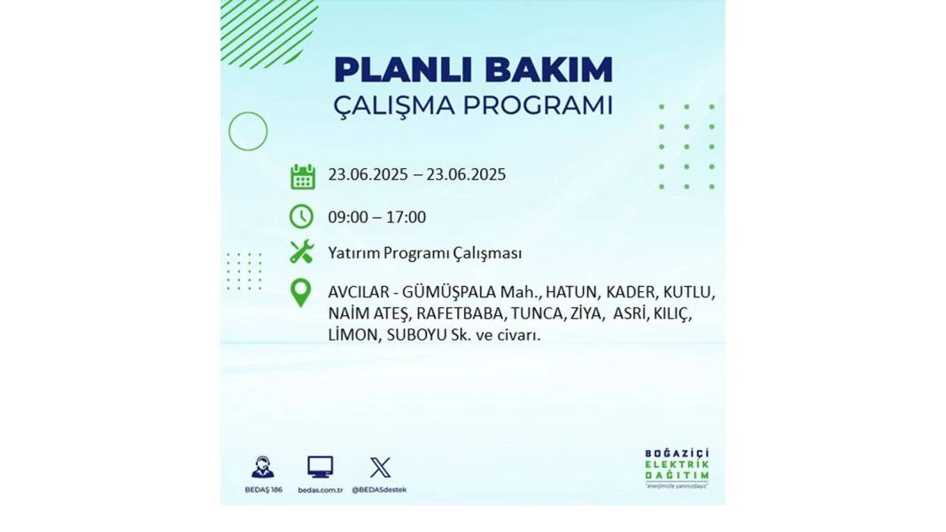 KARANLIĞA HAPSOLACAKLAR: 23 Haziran Pazartesi İstanbul elektrik kesintisi. BEDAŞ o ilçeleri uyardı! 59