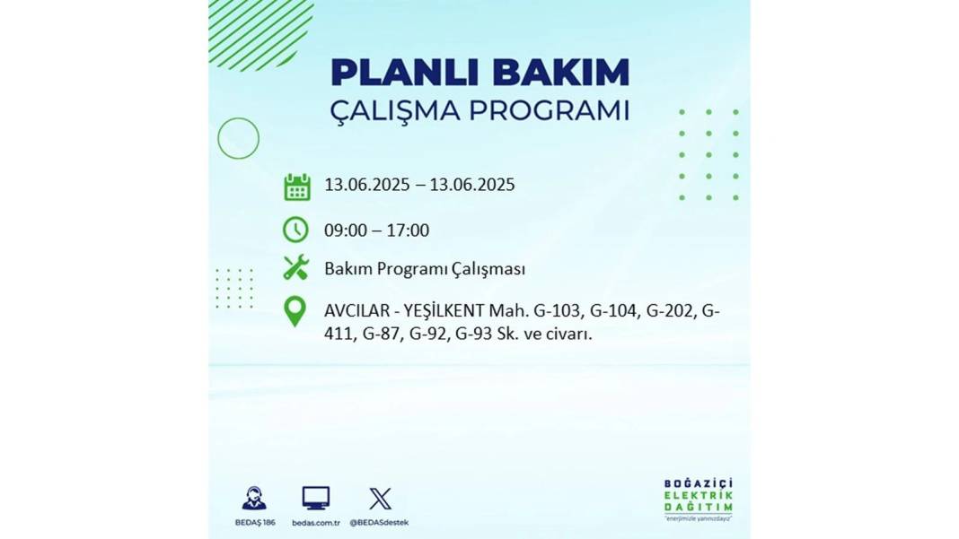 ELEKTRİKLER SAATLERCE OLMAYACAK: BEDAŞ 13 Haziran Cuma elektrik kesintisi yaşayacak ilçeleri sıraladı! 61