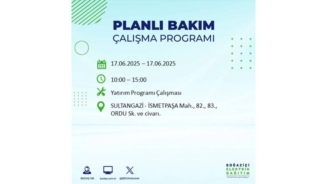 SAATLERCE ELEKTRİK OLMAYACAK: BEDAŞ 17 Haziran Salı elektrik kesintisi yaşayacak ilçeleri sıraladı! 86
