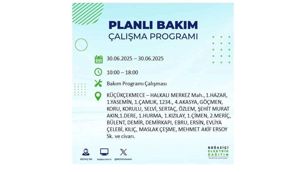 BÜYÜK KESİNTİ YAŞANACAK: BEDAŞ 30 Haziran Pazartesi elektrik kesintisi yaşayacak ilçeleri sıraladı. Elektrikler ne zaman gelecek 10