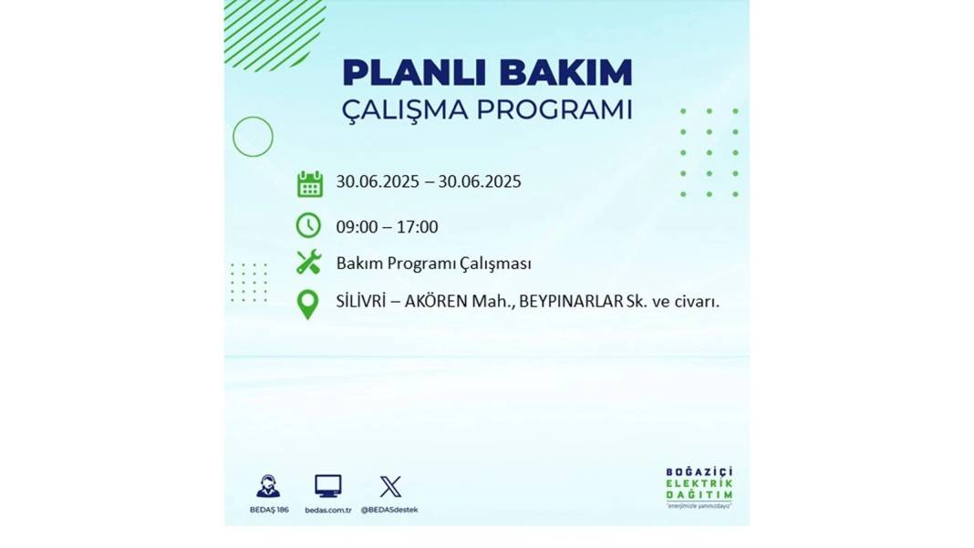 BÜYÜK KESİNTİ YAŞANACAK: BEDAŞ 30 Haziran Pazartesi elektrik kesintisi yaşayacak ilçeleri sıraladı. Elektrikler ne zaman gelecek 9