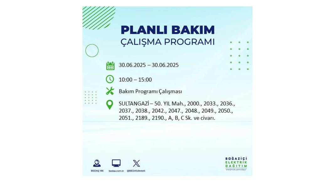 BÜYÜK KESİNTİ YAŞANACAK: BEDAŞ 30 Haziran Pazartesi elektrik kesintisi yaşayacak ilçeleri sıraladı. Elektrikler ne zaman gelecek 6