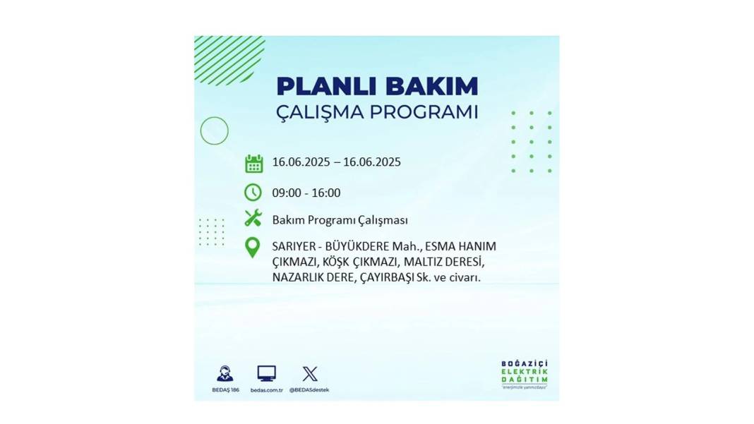 SAATLERCE ELEKTRİK OLMAYACAK: BEDAŞ 16 Haziran Pazartesi elektrik kesintisi yaşayacak ilçeleri sıraladı! 14