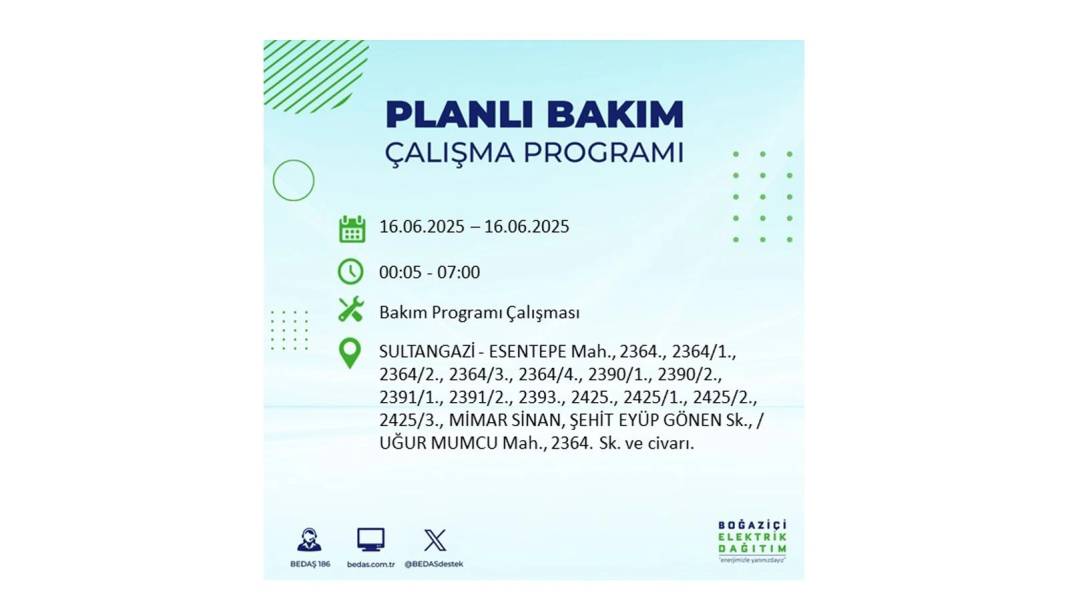 SAATLERCE ELEKTRİK OLMAYACAK: BEDAŞ 16 Haziran Pazartesi elektrik kesintisi yaşayacak ilçeleri sıraladı! 8