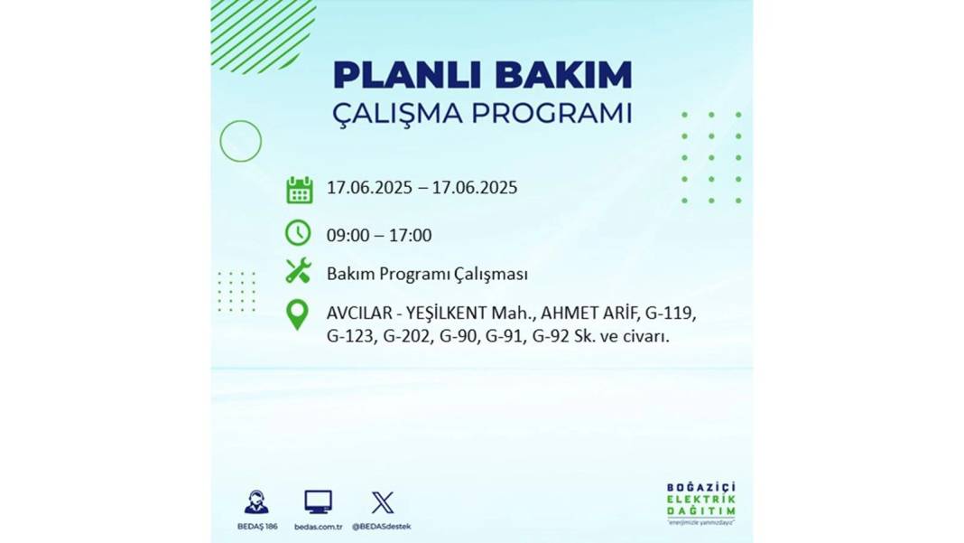 SAATLERCE ELEKTRİK OLMAYACAK: BEDAŞ 17 Haziran Salı elektrik kesintisi yaşayacak ilçeleri sıraladı! 10