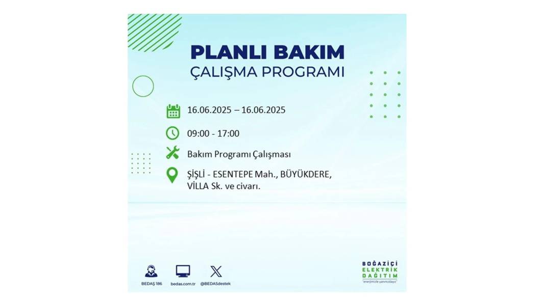 SAATLERCE ELEKTRİK OLMAYACAK: BEDAŞ 16 Haziran Pazartesi elektrik kesintisi yaşayacak ilçeleri sıraladı! 6