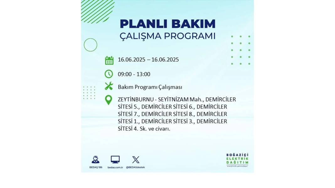 SAATLERCE ELEKTRİK OLMAYACAK: BEDAŞ 16 Haziran Pazartesi elektrik kesintisi yaşayacak ilçeleri sıraladı! 3