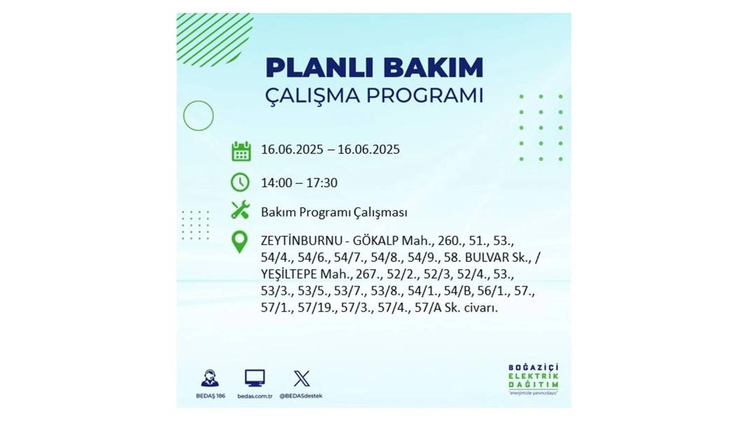 SAATLERCE ELEKTRİK OLMAYACAK: BEDAŞ 16 Haziran Pazartesi elektrik kesintisi yaşayacak ilçeleri sıraladı! 1