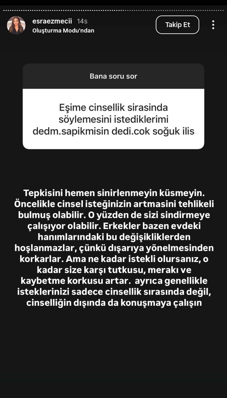 "Eşime ‘Senin pen..n küçük mü?’ dedim, kırıldı!" Esra Ezmeci’yi bile şaşırtan sorular 9