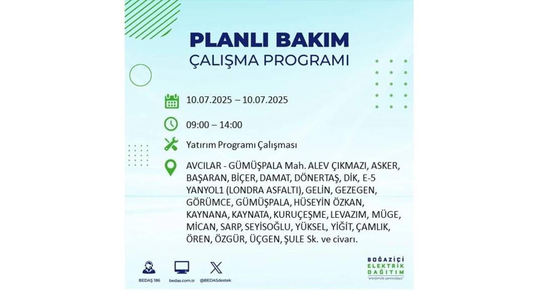 KARANLIĞA HAPSOLACAKLAR: 10 Temmuz Perşembe İstanbul elektrik kesintisi. BEDAŞ o ilçeleri teker teker uyardı! 80