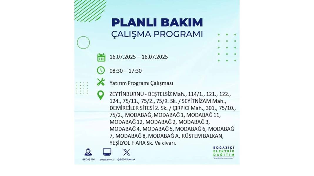 KARANLIĞA HAPSOLACAKLAR: 16 Temmuz Çarşamba İstanbul elektrik kesintisi. BEDAŞ o ilçeleri teker teker uyardı! 1