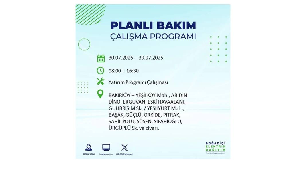 O İLÇELER KARANLIĞA GÖMÜLECEK: BEDAŞ 30 Temmuz Çarşamba elektrik kesintisi yaşayacak ilçeleri sıraladı! 57