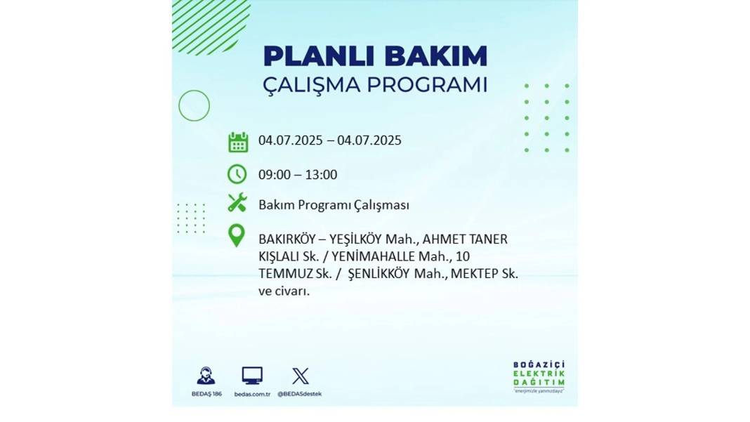 BÜYÜK KESİNTİ YAŞANACAK: BEDAŞ 4 Temmuz Cuma elektrik kesintisi yaşayacak ilçeleri sıraladı. Elektrikler ne zaman gelecek? 61