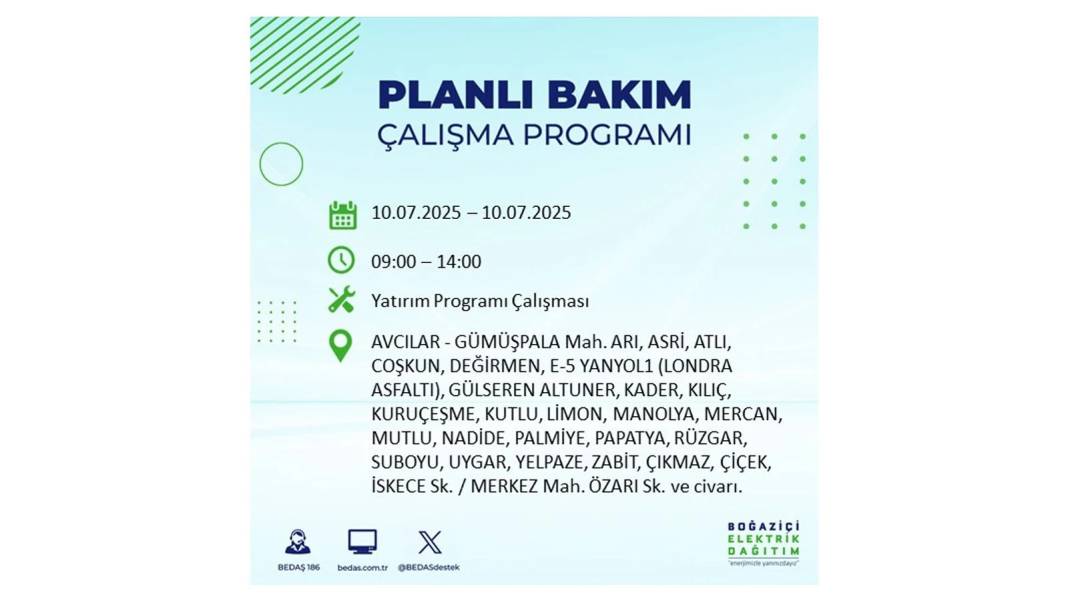 KARANLIĞA HAPSOLACAKLAR: 10 Temmuz Perşembe İstanbul elektrik kesintisi. BEDAŞ o ilçeleri teker teker uyardı! 78
