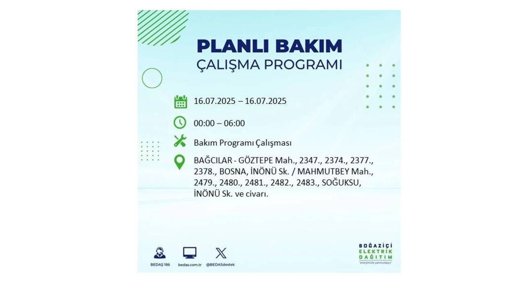 KARANLIĞA HAPSOLACAKLAR: 16 Temmuz Çarşamba İstanbul elektrik kesintisi. BEDAŞ o ilçeleri teker teker uyardı! 94