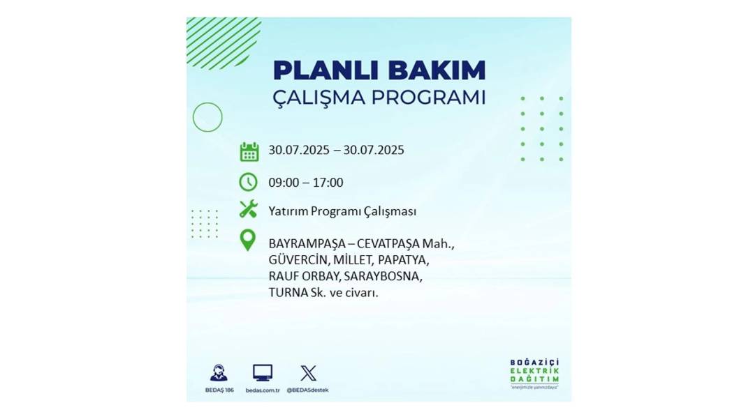 O İLÇELER KARANLIĞA GÖMÜLECEK: BEDAŞ 30 Temmuz Çarşamba elektrik kesintisi yaşayacak ilçeleri sıraladı! 59