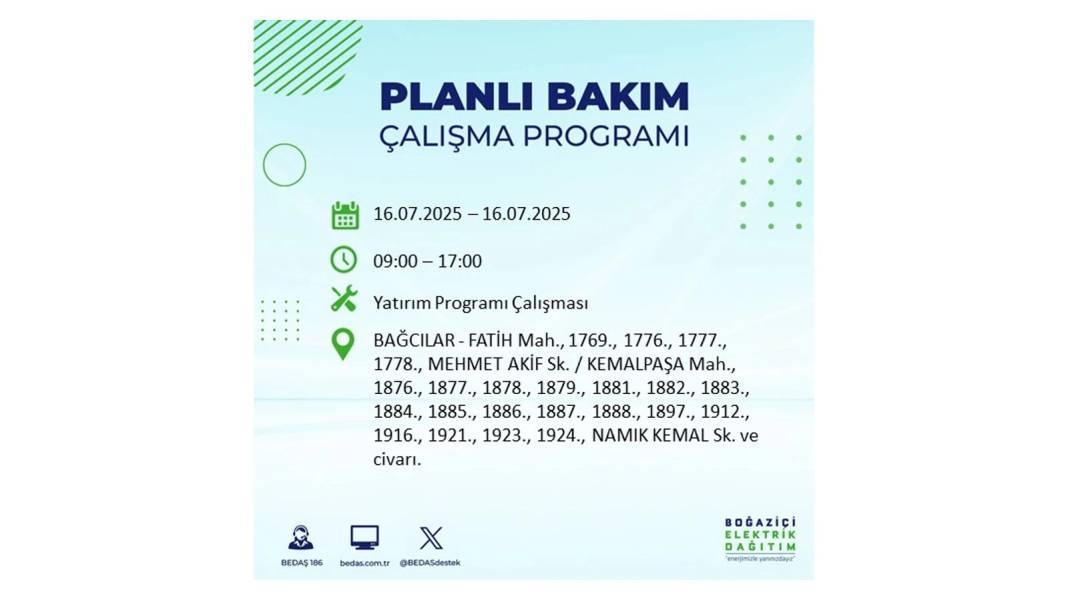 KARANLIĞA HAPSOLACAKLAR: 16 Temmuz Çarşamba İstanbul elektrik kesintisi. BEDAŞ o ilçeleri teker teker uyardı! 92