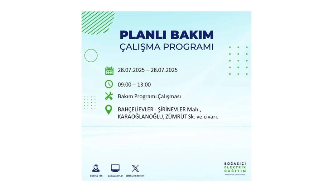 O İLÇELERDE ELEKTRİK OLMAYACAK: BEDAŞ 28 Temmuz Pazartesi elektrik kesintisi yaşayacak ilçeleri sıraladı! 44