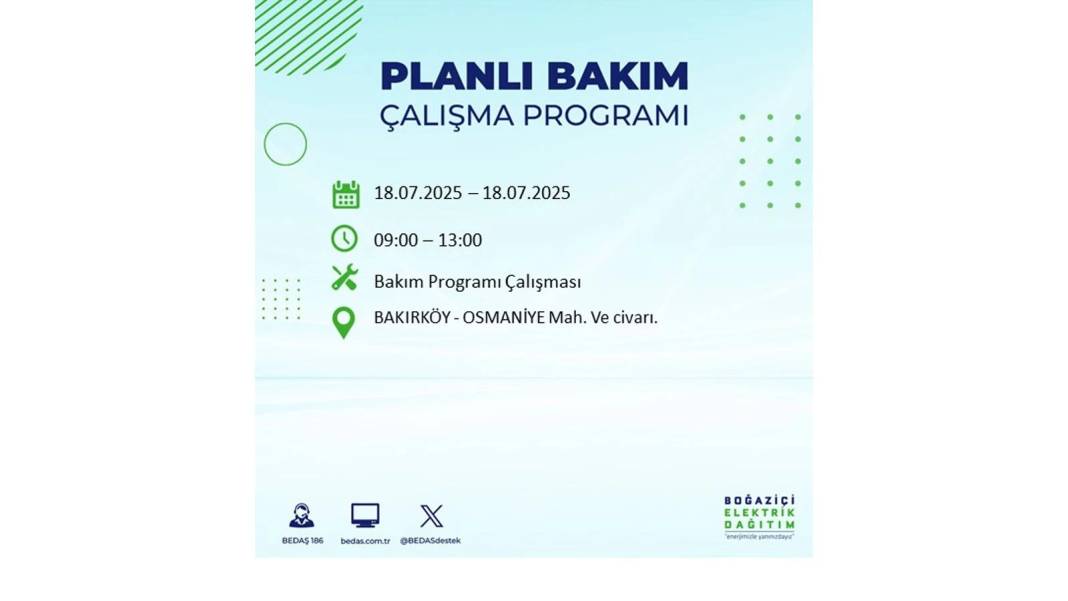 O İLÇELERDE UZUN SÜRE ELEKTRİK OLMAYACAK: BEDAŞ 18 Temmuz Cuma elektrik kesintisi yaşayacak ilçeleri duyurdu! 65