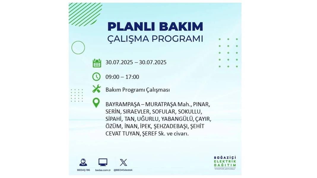 O İLÇELER KARANLIĞA GÖMÜLECEK: BEDAŞ 30 Temmuz Çarşamba elektrik kesintisi yaşayacak ilçeleri sıraladı! 58