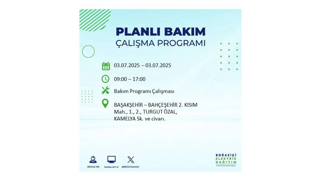 KARANLIĞA GÖMÜLECEKLER: 3 Temmuz Perşembe elektrik kesintisi yaşayacak ilçeler belli oldu. BEDAŞ o ilçeleri uyardı! 56