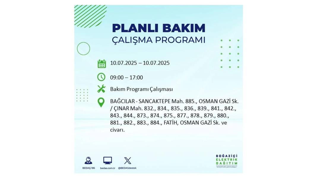 KARANLIĞA HAPSOLACAKLAR: 10 Temmuz Perşembe İstanbul elektrik kesintisi. BEDAŞ o ilçeleri teker teker uyardı! 73