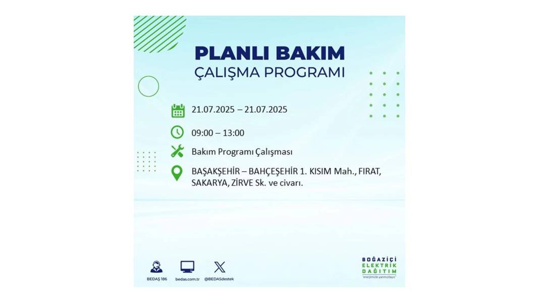 O İLÇLERDE ELEKTRİK OLMAYACAK: BEDAŞ 21 Temmuz Pazartesi elektrik kesintisi yaşayacak ilçeleri sıraladı! 45