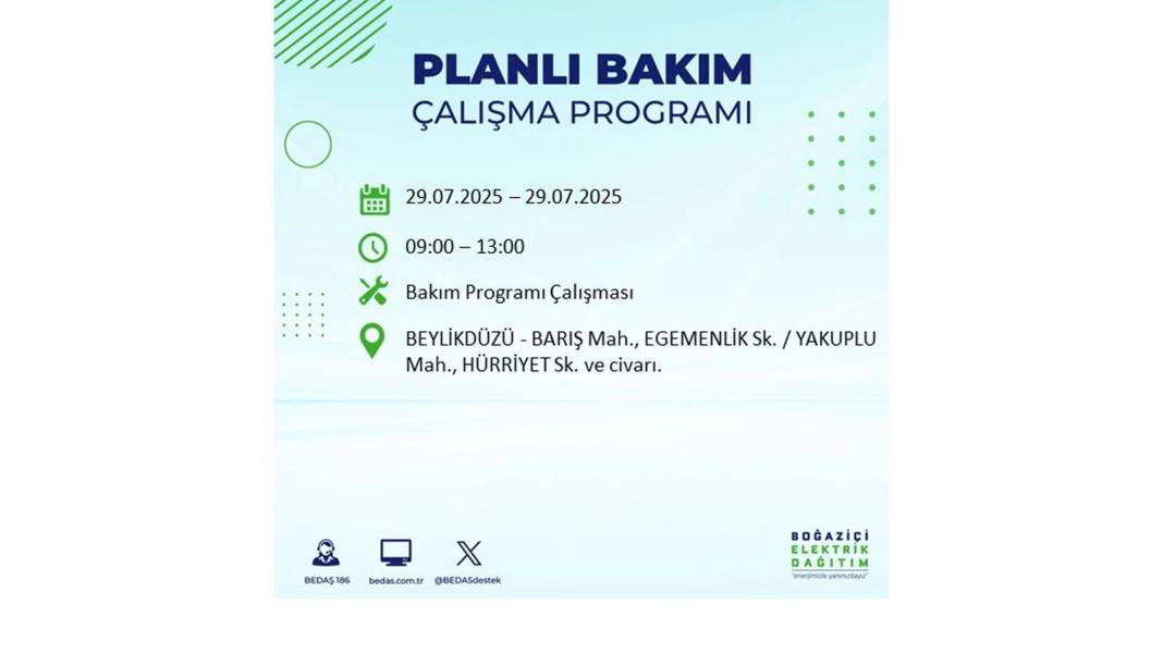 KARANLIĞA GÖMÜLECEKLER: BEDAŞ 29 Temmuz Salı günü elektrik kesintisi yaşayacak ilçeleri sıraladı. Elektrikler ne zaman gelecek? 52