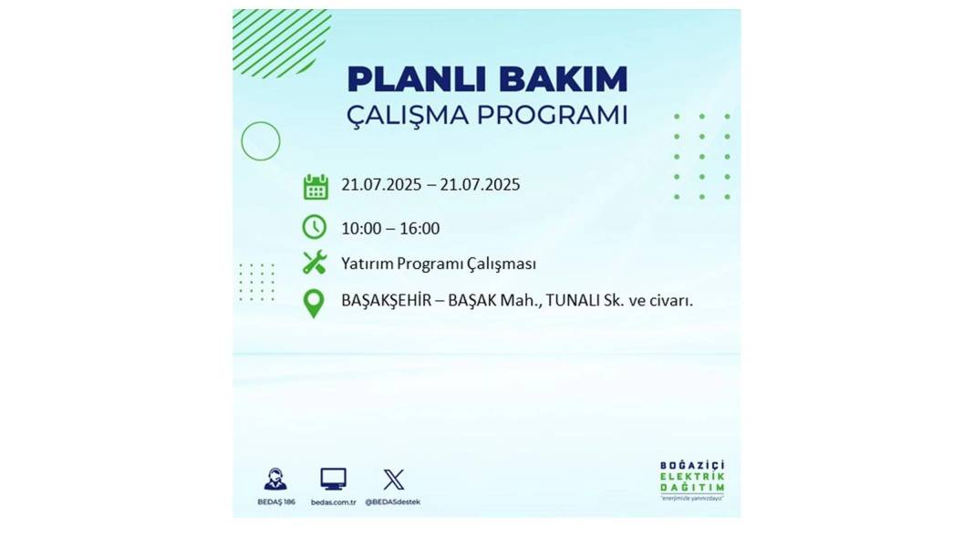O İLÇLERDE ELEKTRİK OLMAYACAK: BEDAŞ 21 Temmuz Pazartesi elektrik kesintisi yaşayacak ilçeleri sıraladı! 46