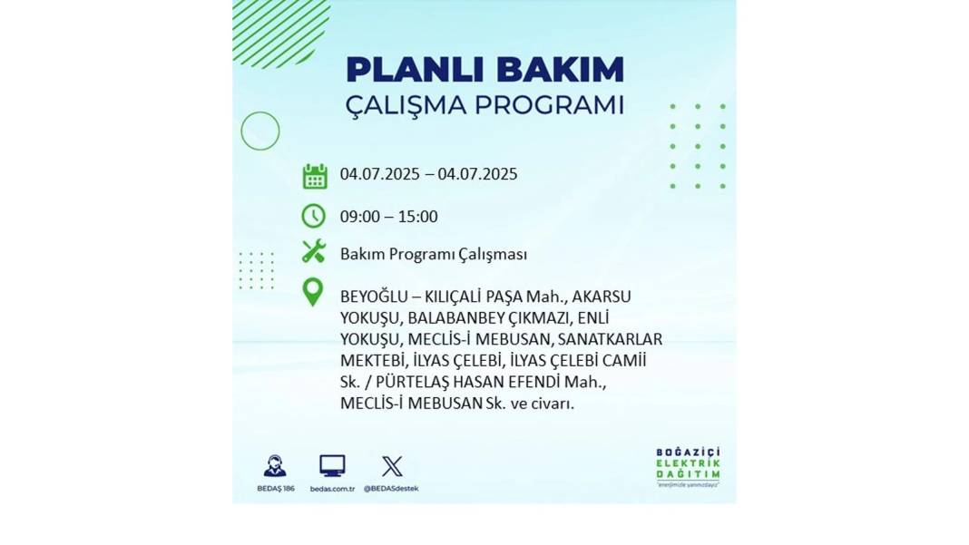BÜYÜK KESİNTİ YAŞANACAK: BEDAŞ 4 Temmuz Cuma elektrik kesintisi yaşayacak ilçeleri sıraladı. Elektrikler ne zaman gelecek? 56
