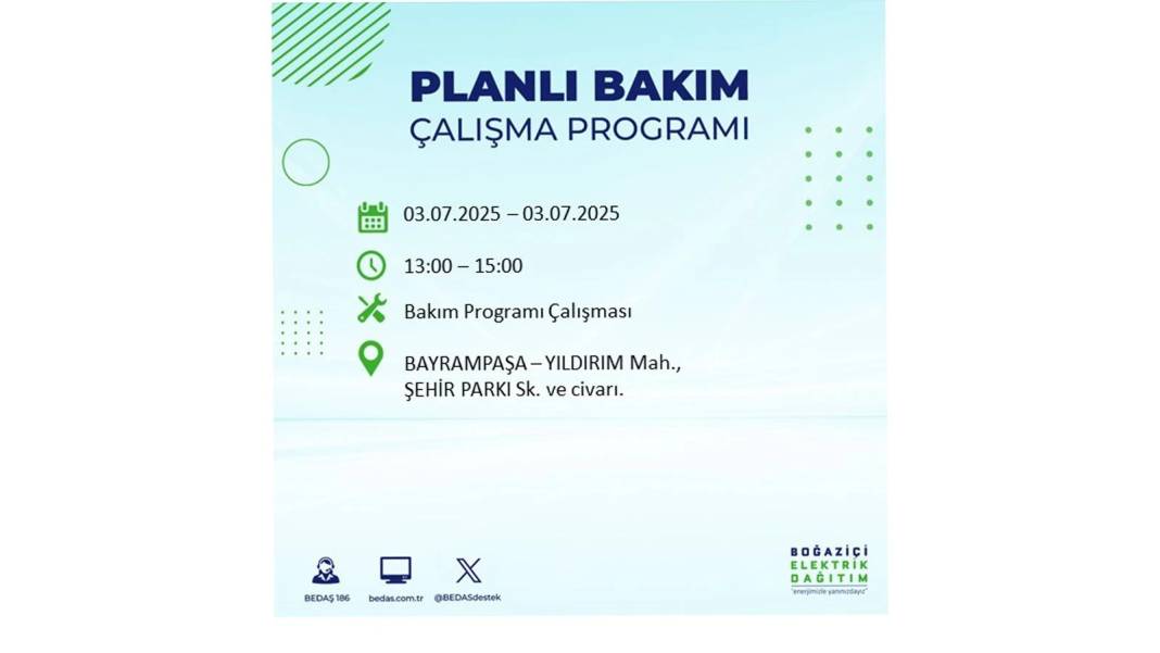 KARANLIĞA GÖMÜLECEKLER: 3 Temmuz Perşembe elektrik kesintisi yaşayacak ilçeler belli oldu. BEDAŞ o ilçeleri uyardı! 54
