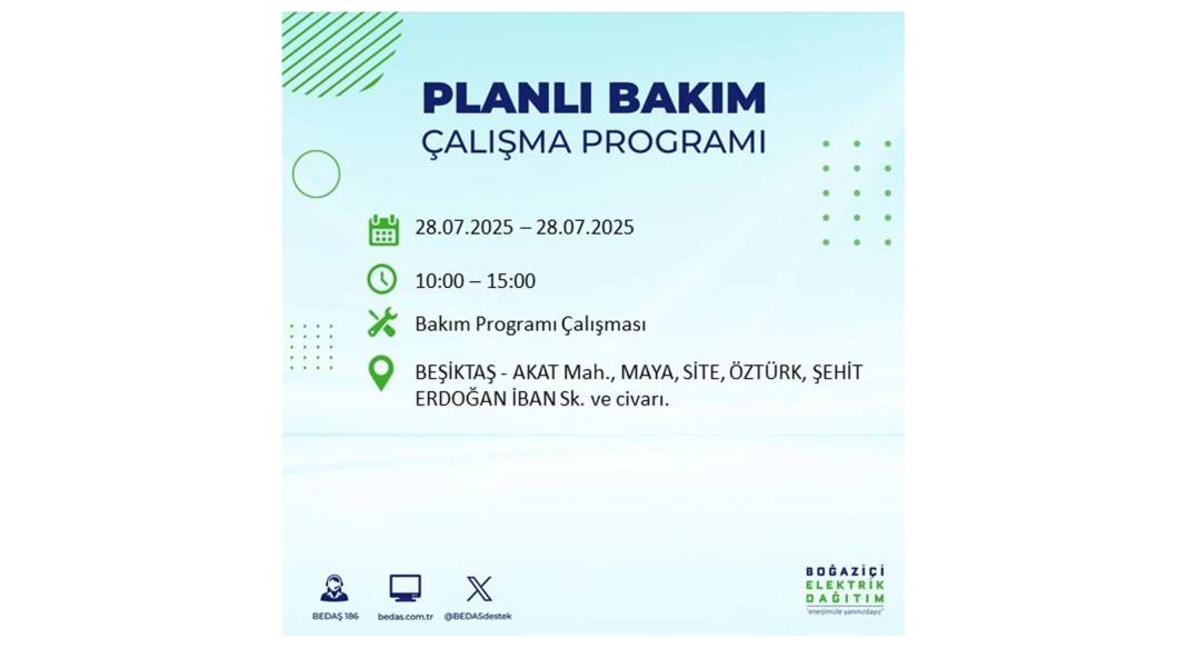 O İLÇELERDE ELEKTRİK OLMAYACAK: BEDAŞ 28 Temmuz Pazartesi elektrik kesintisi yaşayacak ilçeleri sıraladı! 40