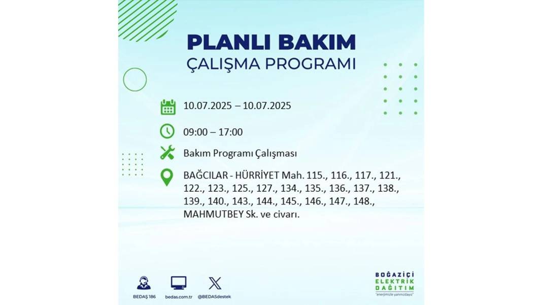 KARANLIĞA HAPSOLACAKLAR: 10 Temmuz Perşembe İstanbul elektrik kesintisi. BEDAŞ o ilçeleri teker teker uyardı! 71