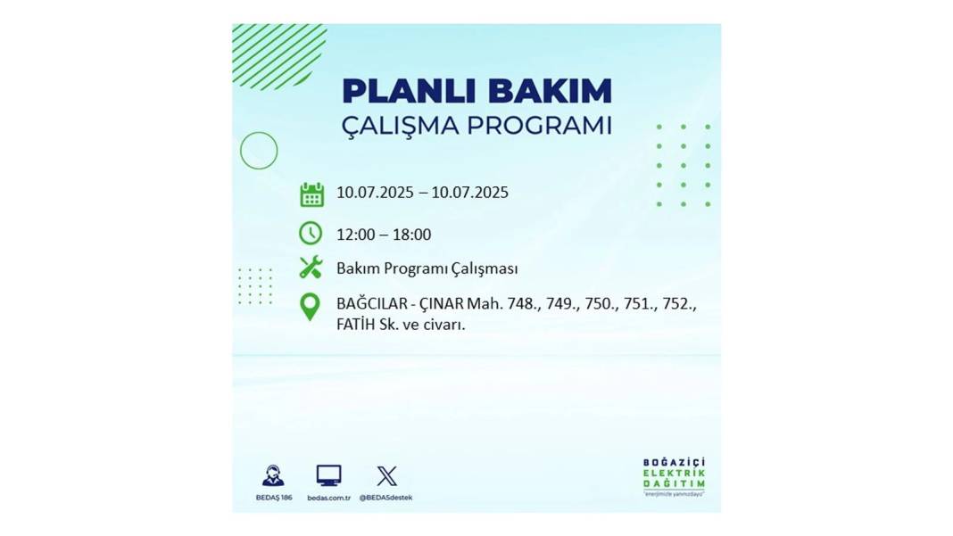 KARANLIĞA HAPSOLACAKLAR: 10 Temmuz Perşembe İstanbul elektrik kesintisi. BEDAŞ o ilçeleri teker teker uyardı! 72