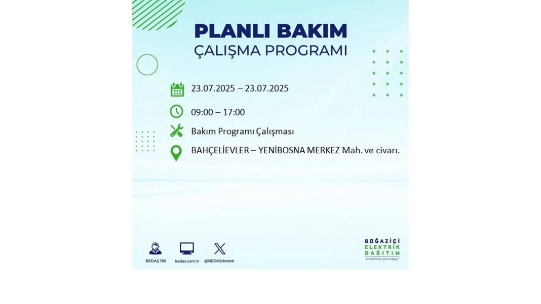 BÜYÜK ELEKTRİK KESİNTİSİ YAŞANACAK: BEDAŞ 23 Temmuz Çarşamba günü elektrik kesintisi yaşayacak ilçeleri sıraladı! 54