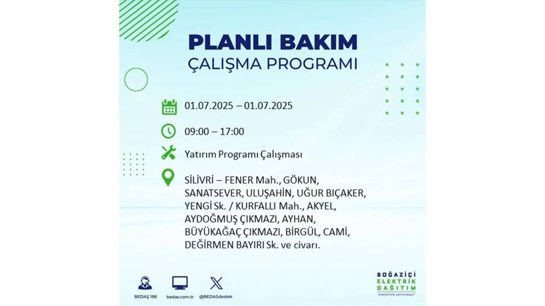 O İLÇELERDE ELEKTRİK OLMAYACAK: BEDAŞ 1 Temmuz Salı elektrik kesintisi yaşayacak ilçeleri sıraladı! 64