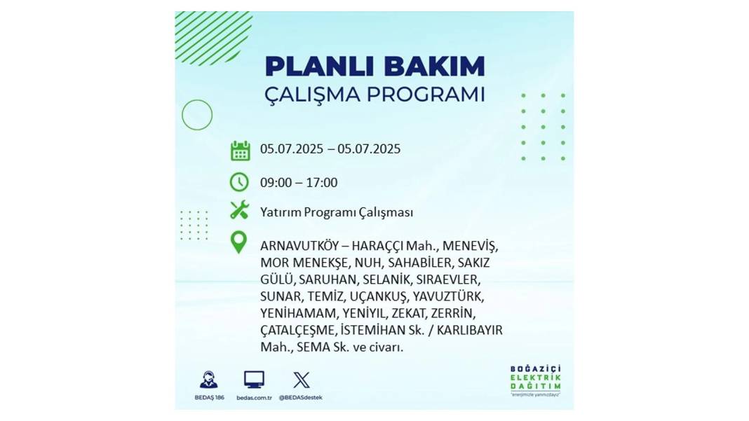 O İLÇELERDE ELEKTRİK OLMAYACAK: BEDAŞ 5 Temmuz Cumartesi elektrik kesintisi yaşayacak ilçeleri duyurdu! 37
