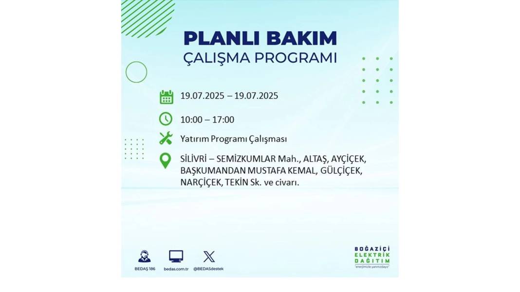 O İLÇELERDE ELEKTRİK OLMAYACAK: BEDAŞ 19 Temmuz Cumartesi elektrik kesintisi yaşayacak ilçeleri sıraladı! 5