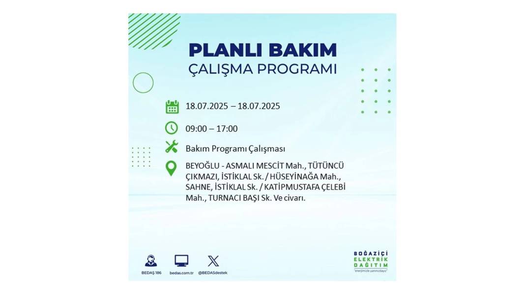 O İLÇELERDE UZUN SÜRE ELEKTRİK OLMAYACAK: BEDAŞ 18 Temmuz Cuma elektrik kesintisi yaşayacak ilçeleri duyurdu! 53