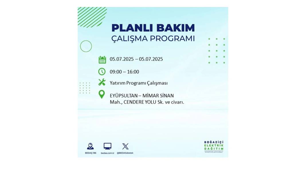 O İLÇELERDE ELEKTRİK OLMAYACAK: BEDAŞ 5 Temmuz Cumartesi elektrik kesintisi yaşayacak ilçeleri duyurdu! 19