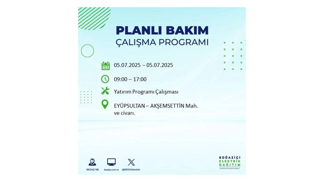 O İLÇELERDE ELEKTRİK OLMAYACAK: BEDAŞ 5 Temmuz Cumartesi elektrik kesintisi yaşayacak ilçeleri duyurdu! 18