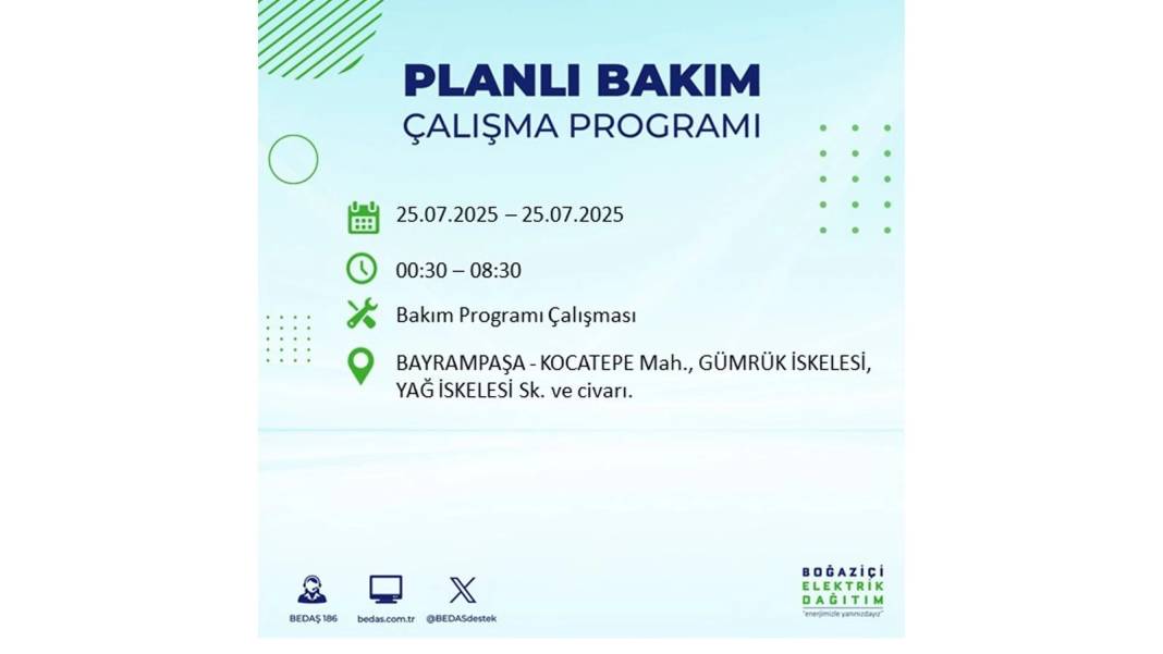 O İLÇELERDE ELEKTRİK OLMAYACAK: BEDAŞ 25 Temmuz Cuma elektrik kesintisi yaşayacak ilçeler belli oldu! 53