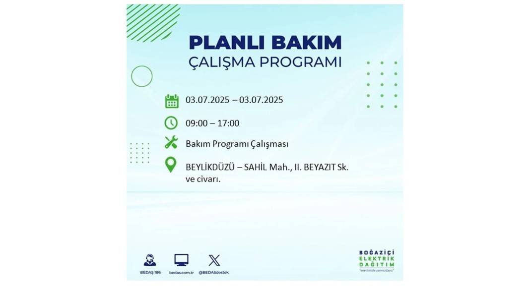 KARANLIĞA GÖMÜLECEKLER: 3 Temmuz Perşembe elektrik kesintisi yaşayacak ilçeler belli oldu. BEDAŞ o ilçeleri uyardı! 49