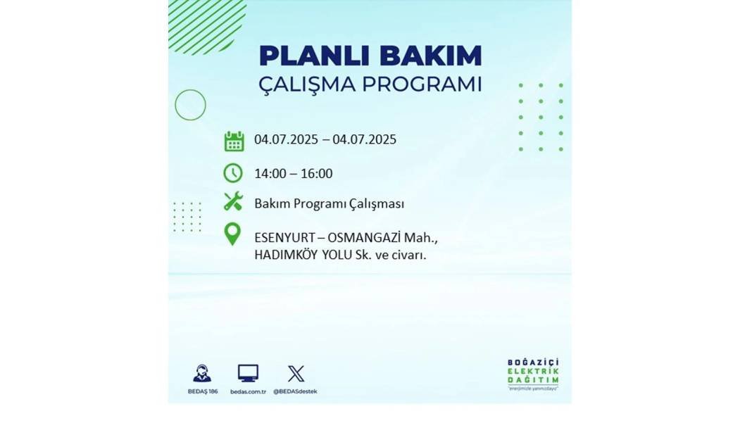 BÜYÜK KESİNTİ YAŞANACAK: BEDAŞ 4 Temmuz Cuma elektrik kesintisi yaşayacak ilçeleri sıraladı. Elektrikler ne zaman gelecek? 49