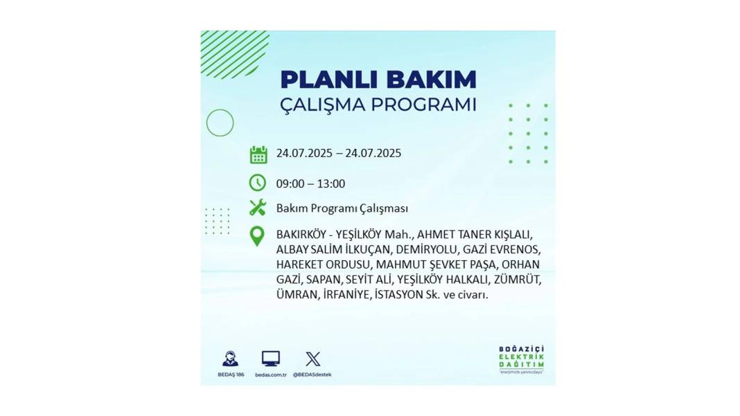 BÜYÜK KESİNTİ YAŞANACAK: BEDAŞ 24 Temmuz Perşembe elektrik kesintisi yaşayacak ilçeleri sıraladı. Elektrikler ne zaman gelecek? 45
