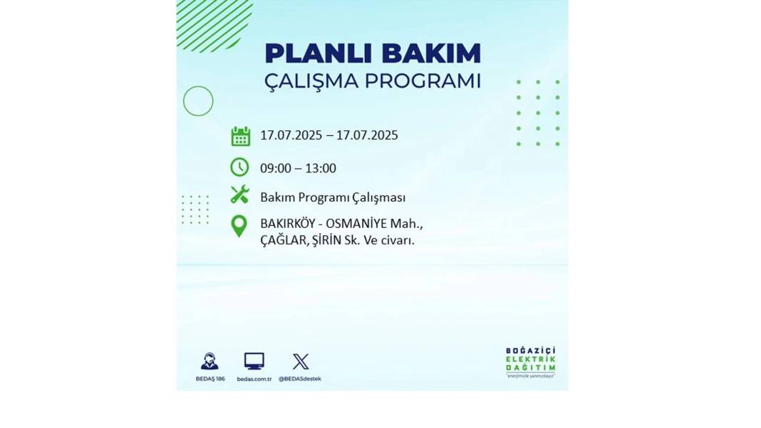 O İLÇELERDE ELEKTRİK OLMAYACAK: BEDAŞ 17 Temmuz Perşembe elektrik kesintisi yaşayacak ilçeleri sıraladı! 68