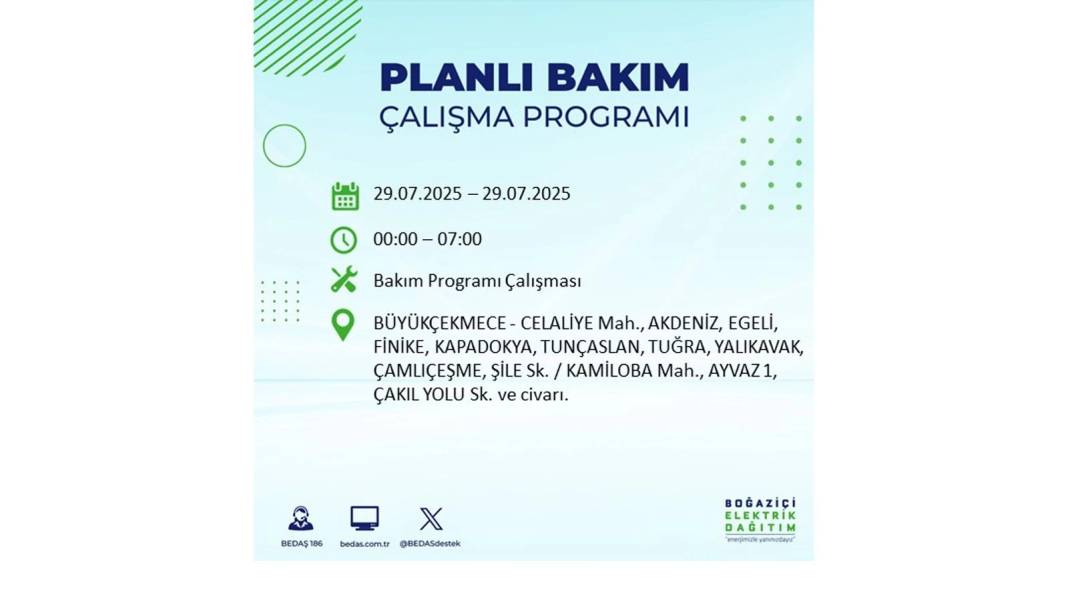KARANLIĞA GÖMÜLECEKLER: BEDAŞ 29 Temmuz Salı günü elektrik kesintisi yaşayacak ilçeleri sıraladı. Elektrikler ne zaman gelecek? 45