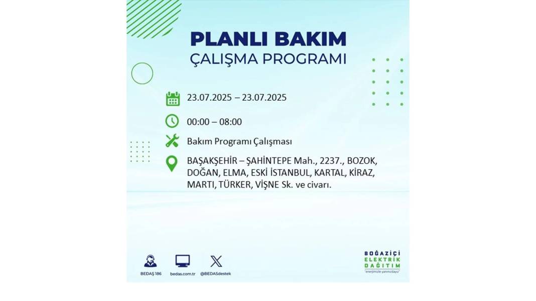 BÜYÜK ELEKTRİK KESİNTİSİ YAŞANACAK: BEDAŞ 23 Temmuz Çarşamba günü elektrik kesintisi yaşayacak ilçeleri sıraladı! 48